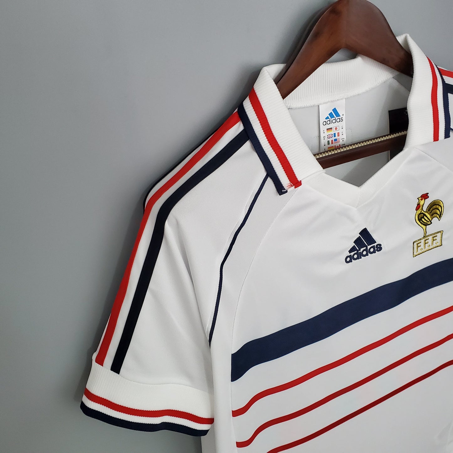 Maillot ADIDAS France rétro 98’ Blanc Extérieur